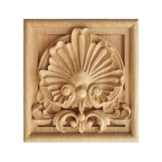 PAIR of Beautiful Shell Leaf Carved Wood Corner Blocks, Architrave Blocks, Available in 2 Sizes