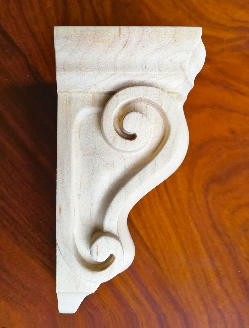 PAIR of Traditional Plain Smooth Wood Carved Corbels, Available from 6-5/8" to 14"High