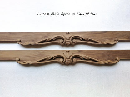 Delicate Leaf Scroll Carved Applique Furniture Onlay, Available in 16" & 22-1/4" Wide