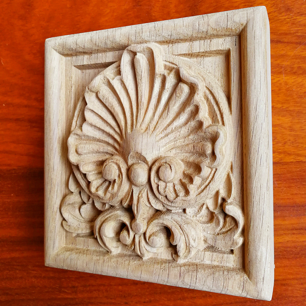 PAIR of Beautiful Shell Leaf Carved Wood Corner Blocks, Architrave Blocks, Available in 2 Sizes