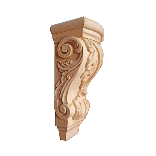 PAIR of Acanthus Leaf Carved Wood Corbels, Available in  6-1/2" & 9-1/2" High