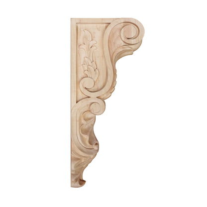 PAIR of Tongue Leaf Carved Wood Corbels, Available in 12-1/2", 16" & 20" High