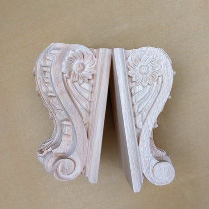 PAIR of Small Floral Carved Backboard Corbels for Combined Moulding and Furniture