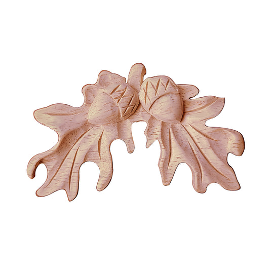 PAIR of Wood Carved Small Acorn Leaves,  3-1/4"x2"