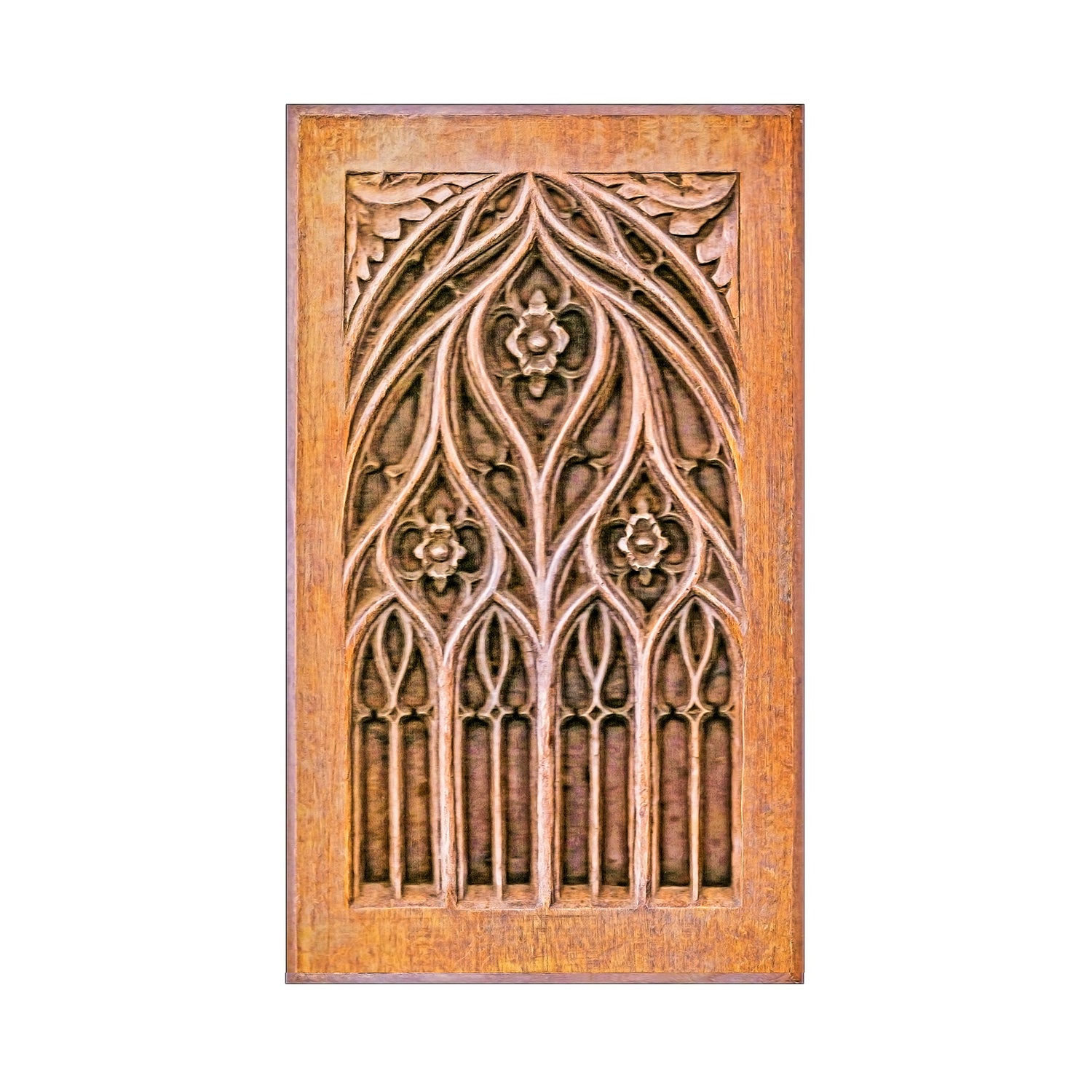 PAIR of PNL-50 Delicate Wood Carved Gothic Door Panels, Furniture Panels, 13-1/2