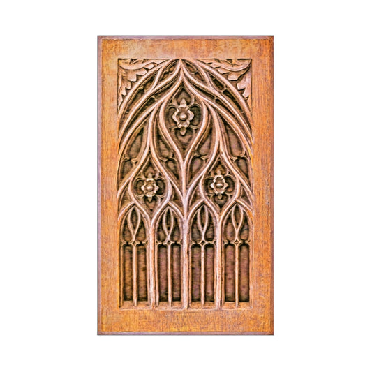 PAIR of PNL-50 Delicate Wood Carved Gothic Door Panels, Furniture Panels, 13-1/2"Wx21-1/4"H