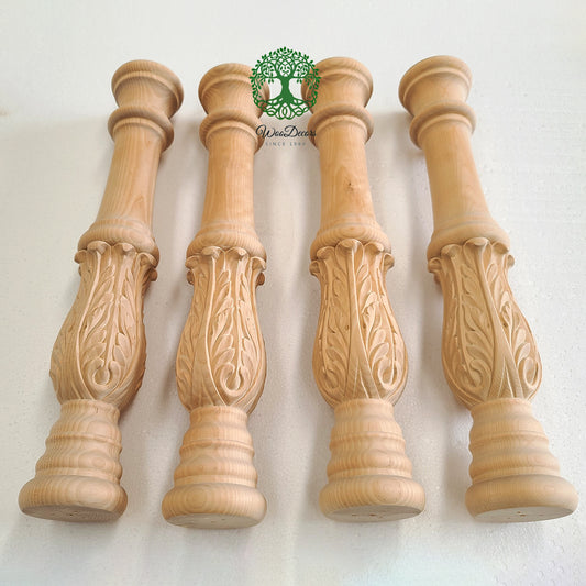 CUSTOM230521  26"High Acanthus Carved Full-round Wood Legs Posts, SOLD