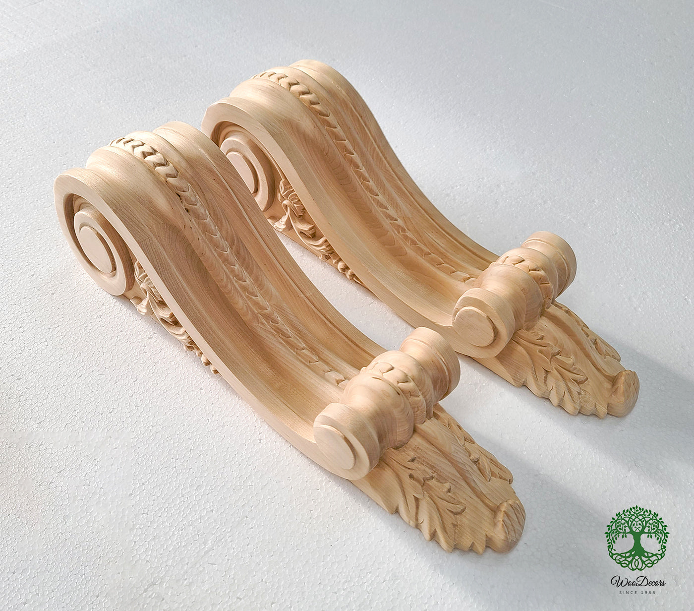 PAIR of Elegant Curved 15-3/4"H Corbels for Door Surround and Mantel