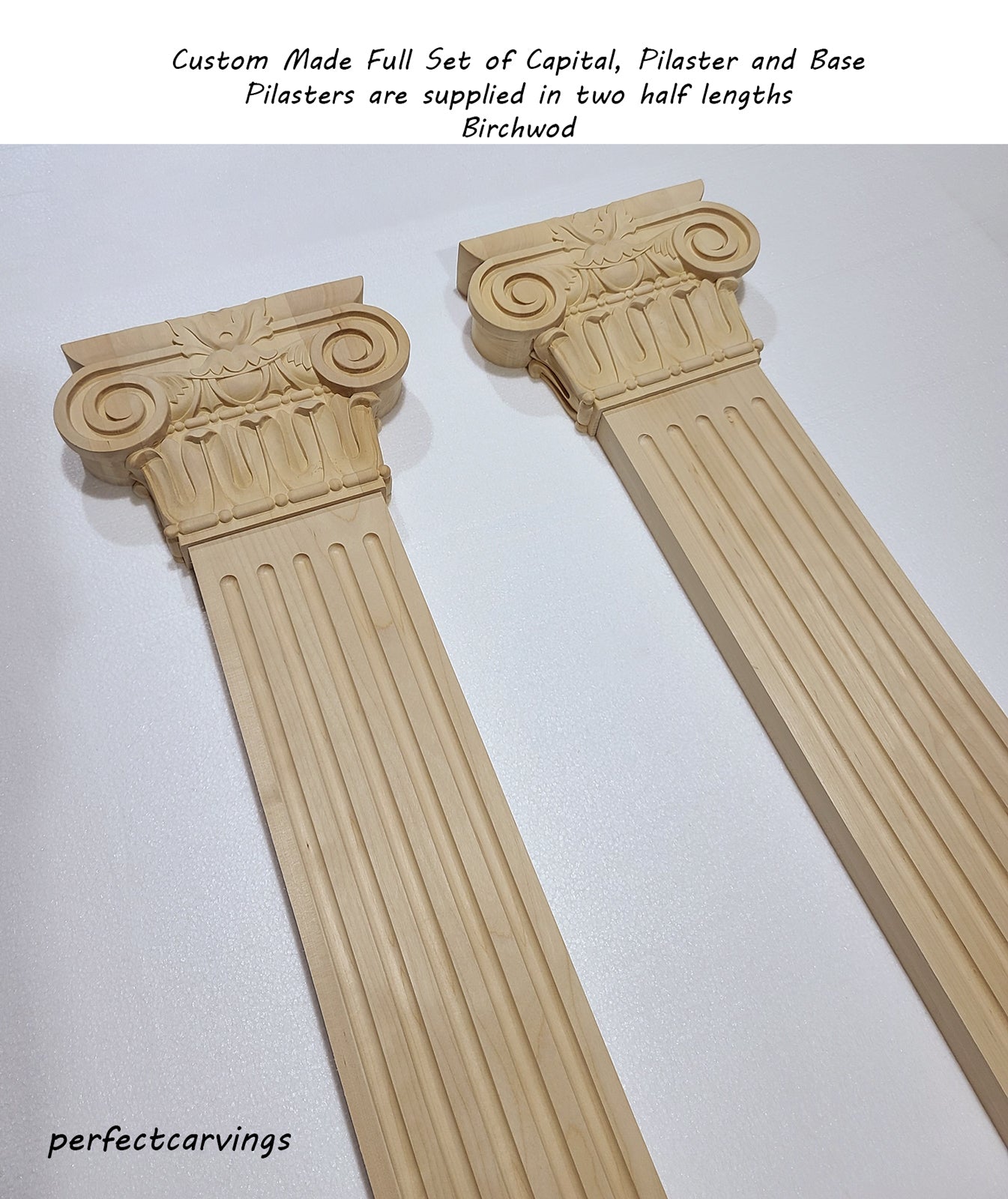 PAIR of Wood Carved Roman Capitals for 4"Wx1"D Pilaster Columns