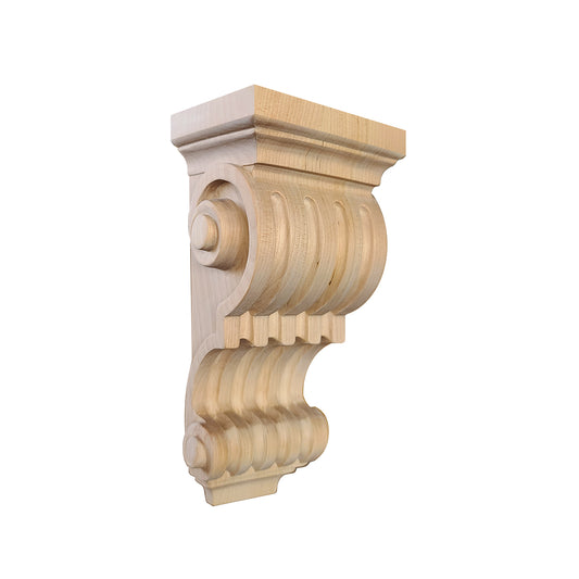 PAIR of Fluted Wood Carved Corbels, Available in  8", 11" & 14" High