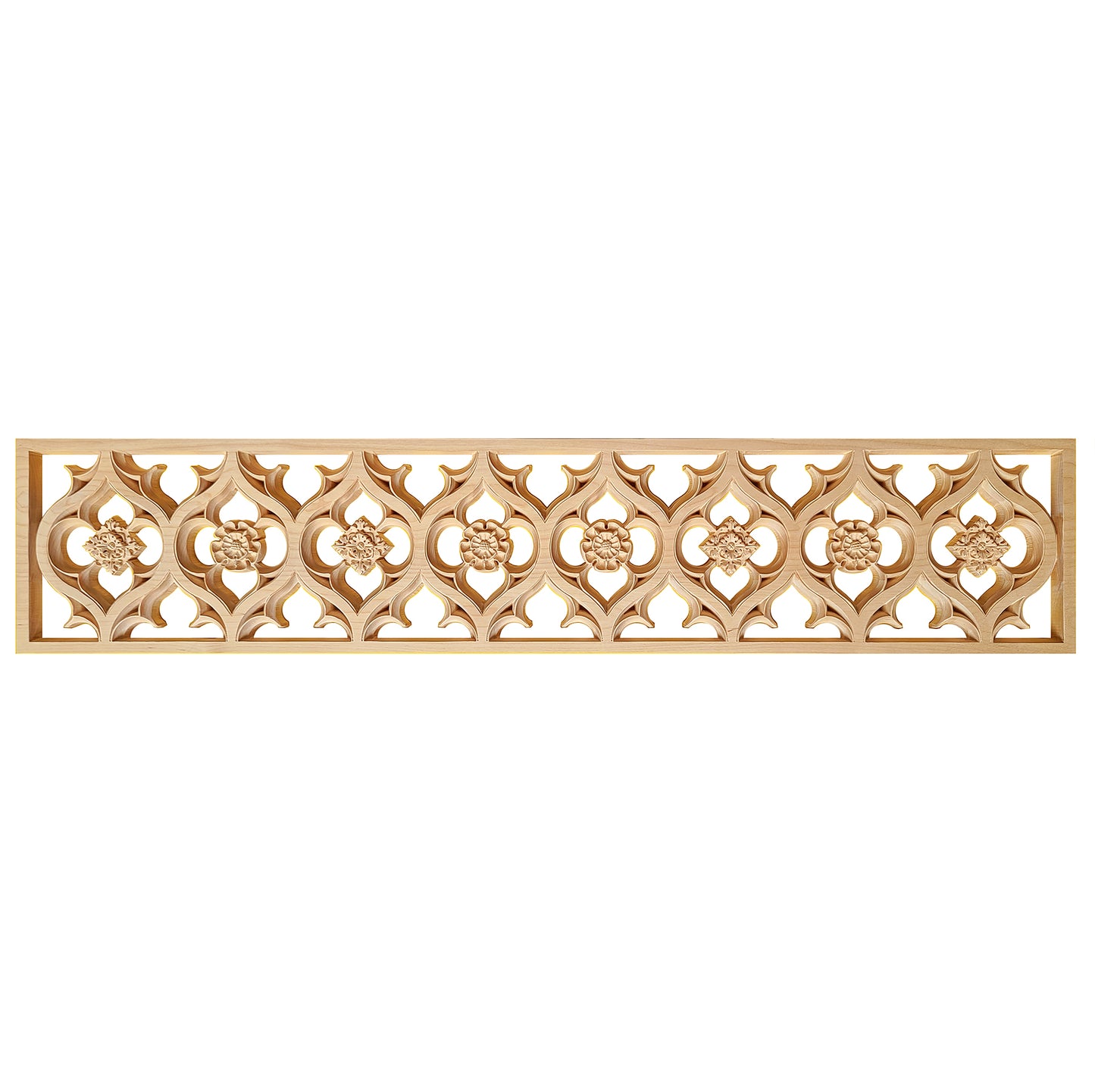 PNL-45 Delicate Carved Gothic Style Wood Panels, Gothic Tracery, 30-3/4"Wx7"H, Single