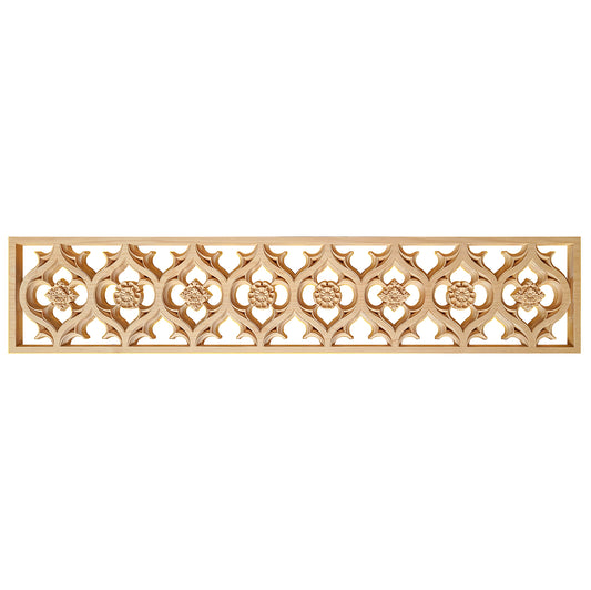 PNL-45 Delicate Carved Gothic Style Wood Panels, Gothic Tracery, 30-3/4"Wx7"H, Single