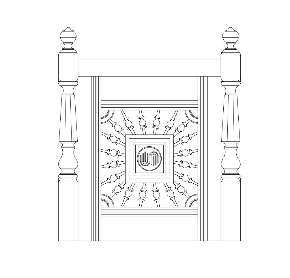 CUSTOM220828-Part 2,  Newel Posts and Decorative Connection Panel for Stair Landing, SOLD