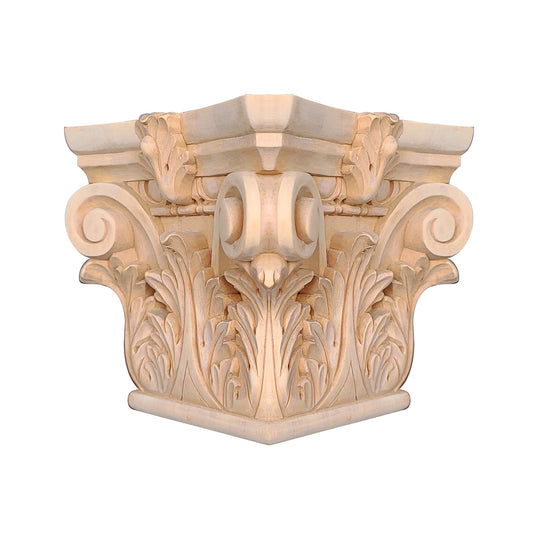 Wood Carved Acanthus Capitals for 4", 6-1/4" Square Columns, Hollow, Single