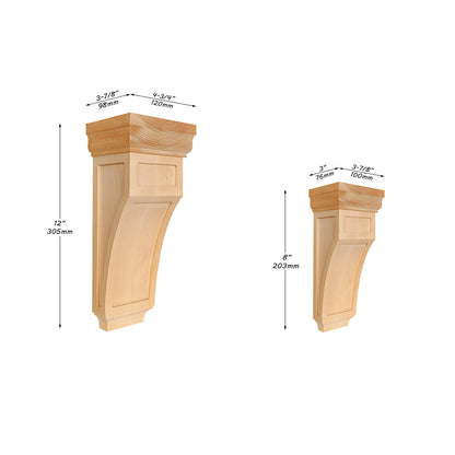 PAIR of Wood Carved Mission Corbels, Available in Five sizes