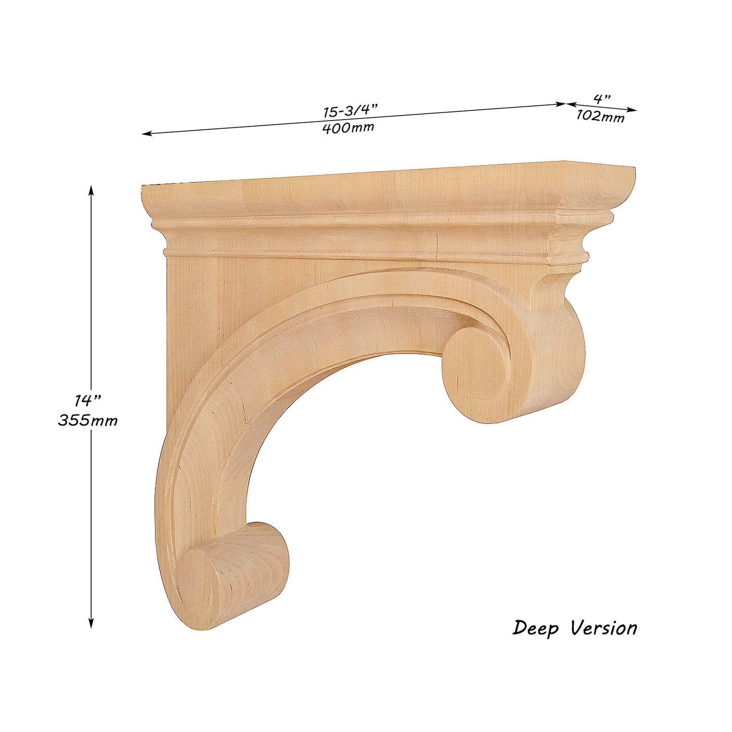 PAIR of Contemporary Scroll Wood Carved Corbels, Rangehood Corbels, Available in Three Sizes