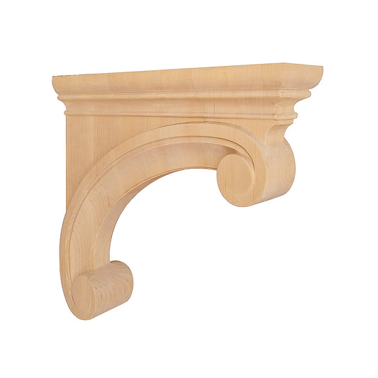 PAIR of Contemporary Scroll Wood Carved Corbels, Rangehood Corbels, Available in Three Sizes