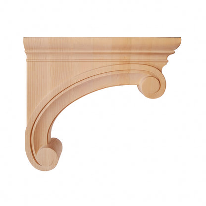 PAIR of Contemporary Scroll Wood Carved Corbels, Rangehood Corbels, Available in Three Sizes