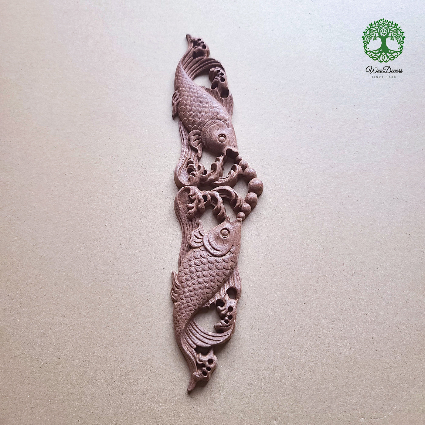 Lovely Bubbling Fish Carved Wood Applique, Available from 12" to 22-3/4" Wide, Single