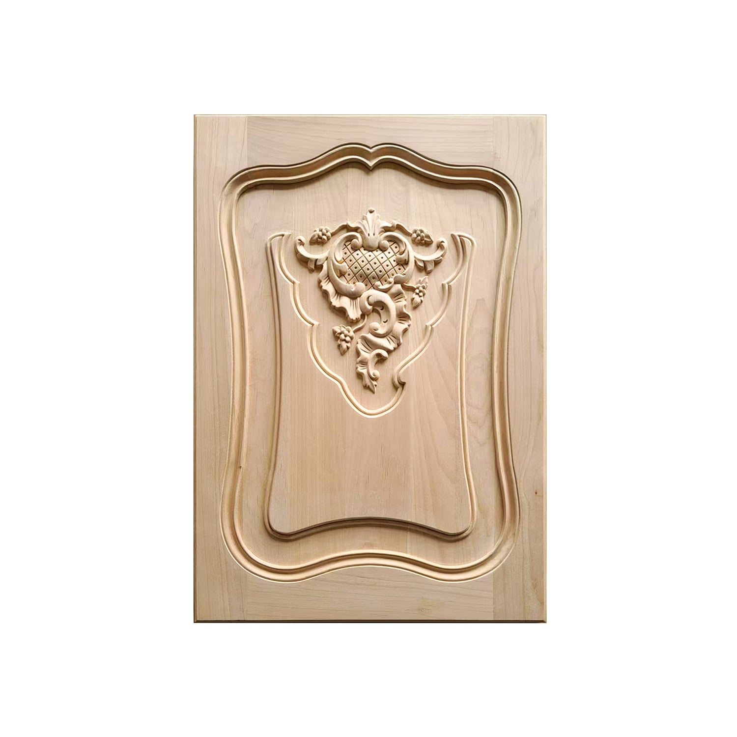 CBD-03 Vintage Floral Shell Carved Framed Wood Panel Door, Unfinished, Single