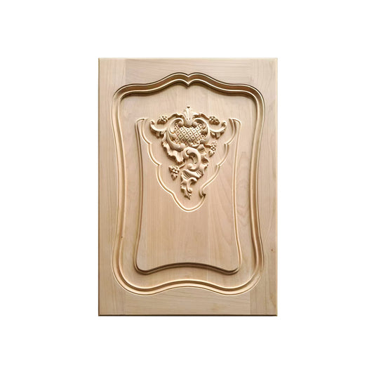 CBD-03 Vintage Floral Shell Carved Framed Wood Panel Door, Unfinished, Single