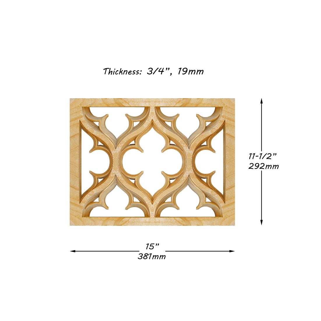 PNL-45 Wood Carved Gothic Tracery Screen Panel