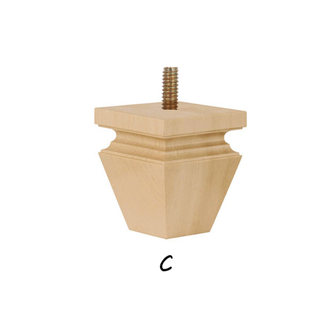 PAIR of Hardwood Furniture Square Bun Feet for Cabinet Chest and Sofa, Replacement Bun Feet, Sofa Legs, Pattern C