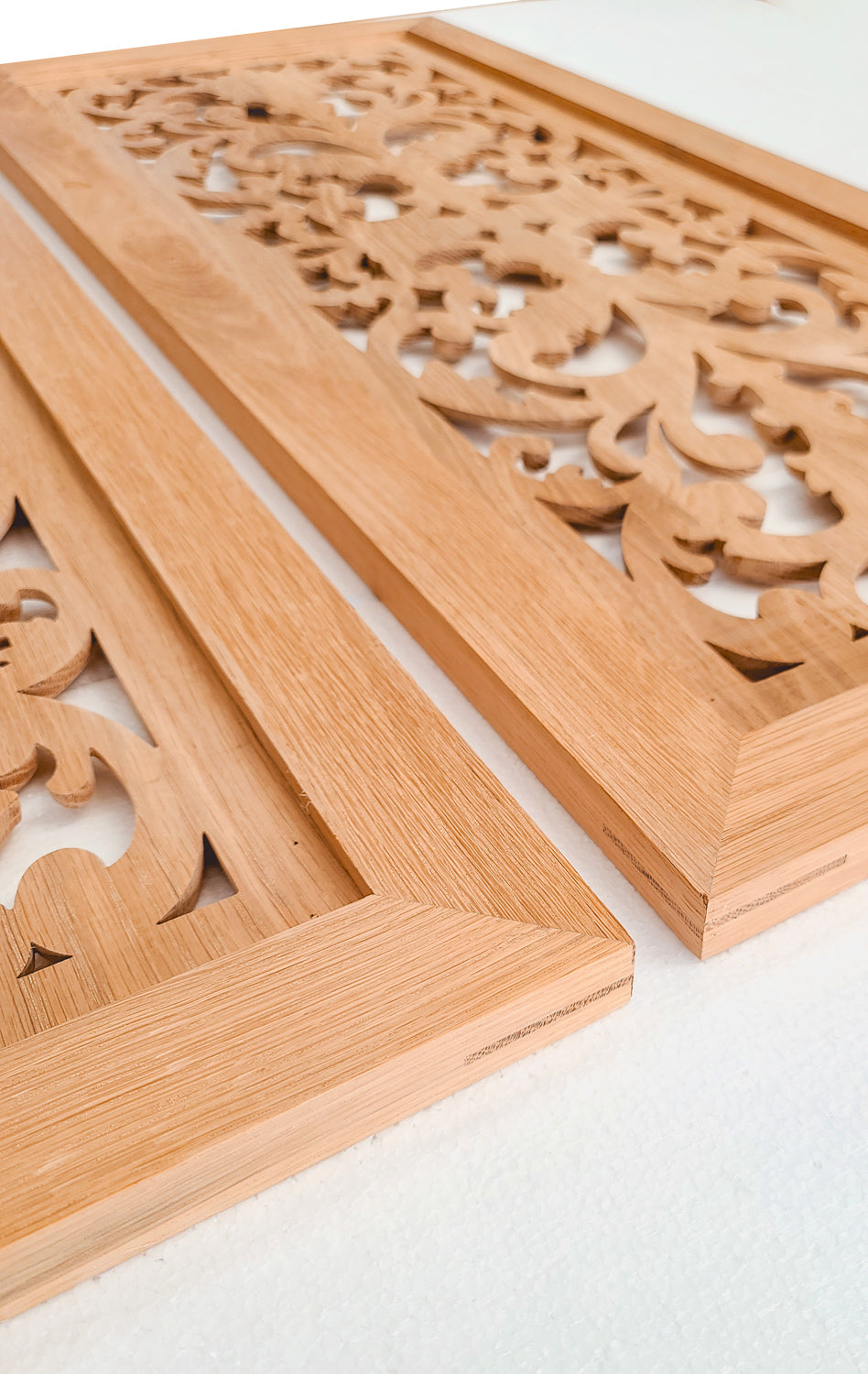 CBD-27 Wood Carved Look-through Cabinet Panel Door, Framed Cabinet Glass Door, 18"X42", Single