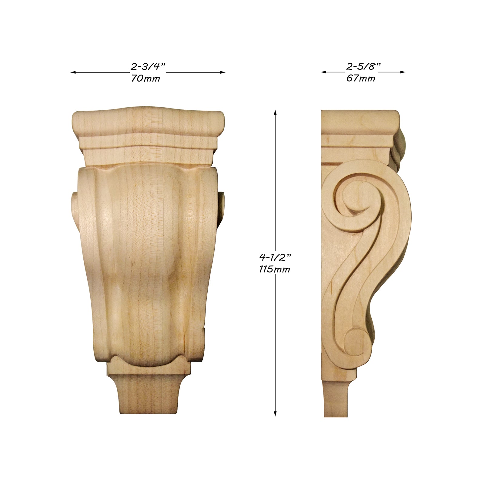 PAIR of Traditional Carved Wood Corbels, Available in 4 Sizes