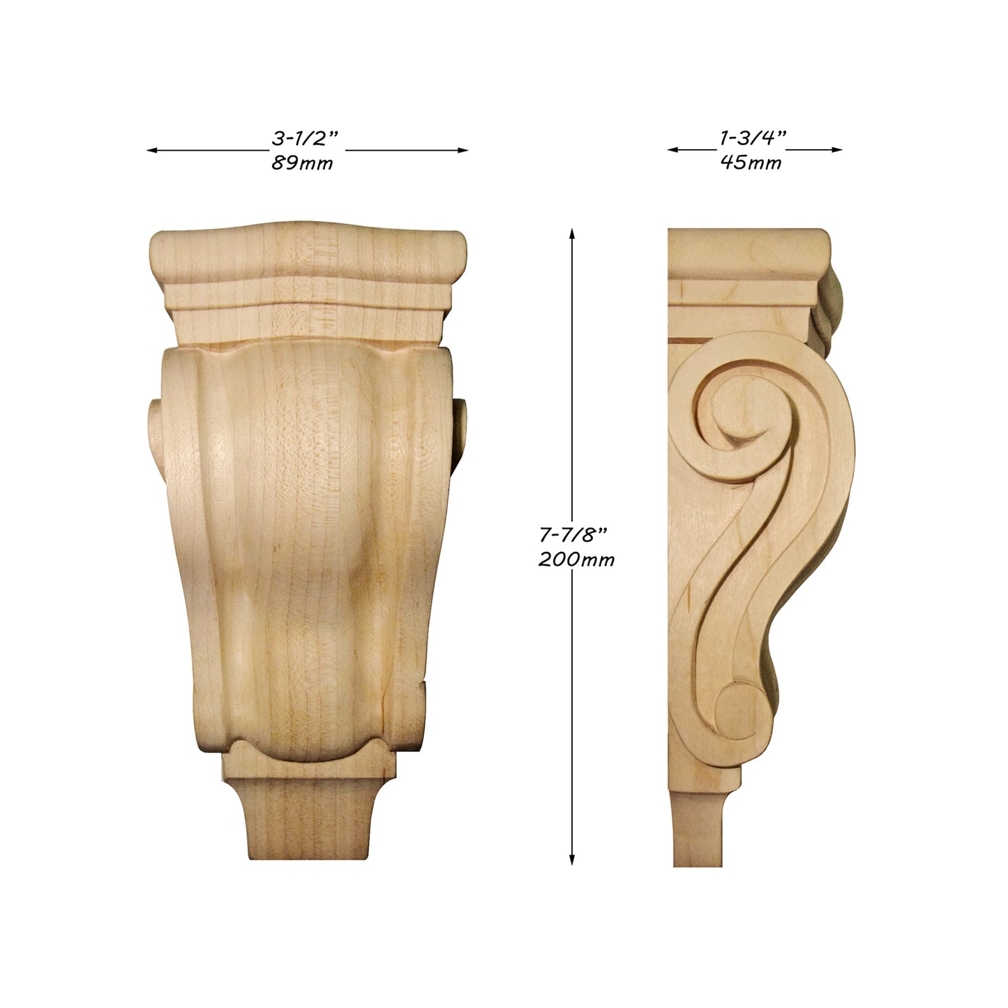 PAIR of Traditional Carved Wood Corbels, Available in 4 Sizes