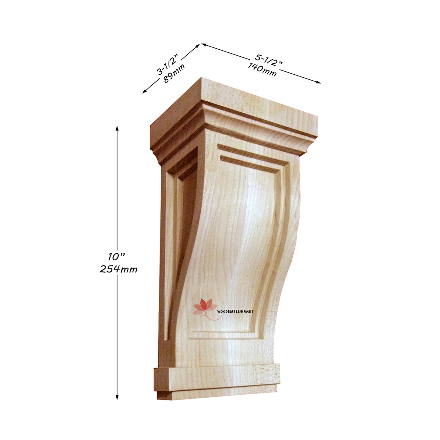 PAIR of Wood Carved Recessed 7" & 10" High Mission Corbels