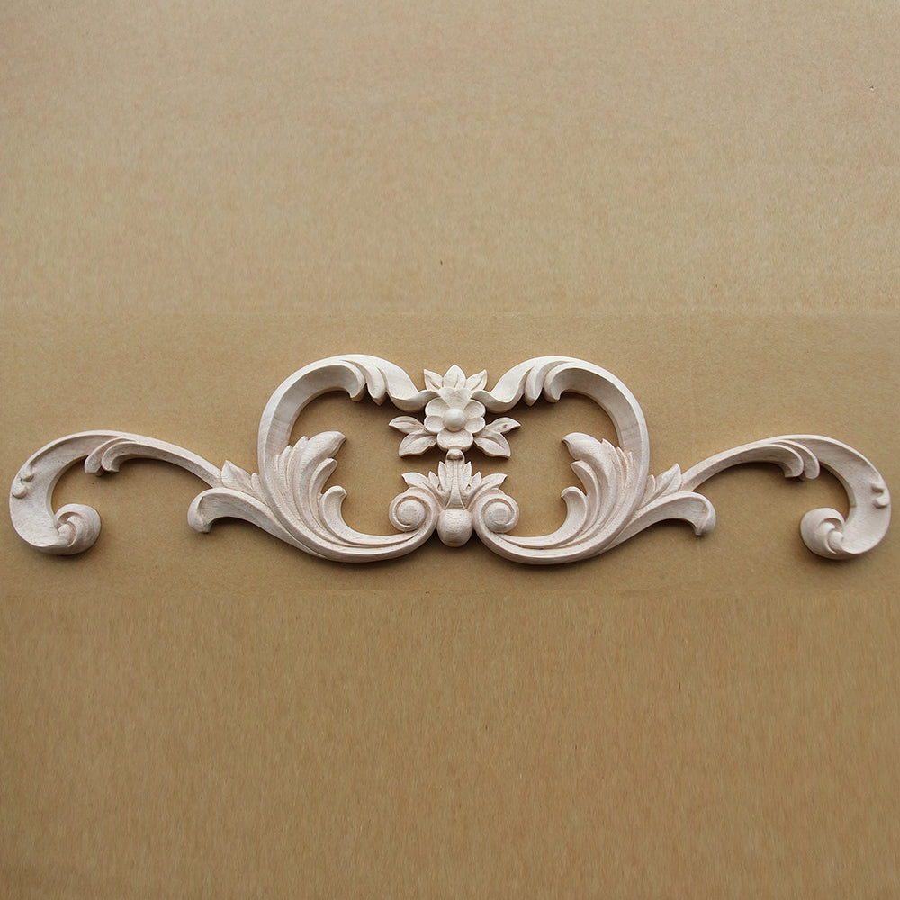 Vivid Floral Vine Carved Wood Applique for Mantel, Door Surround and Stair，42-1/4" Wide