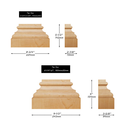 PAIR of  Simple Lined Bases for Pilasters/ Columns