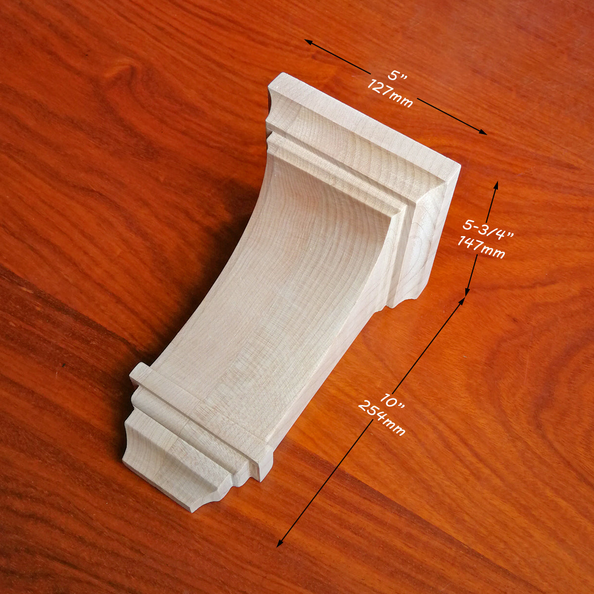 PAIR of Simple Arch Contemporary Wood Carved Bracket Corbels, Available in 6