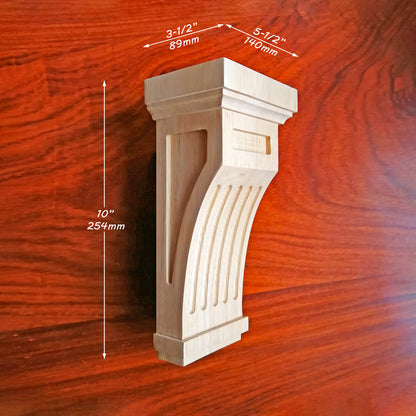 PAIR of Wood Carved Fluted Mission Corbels, Available in 7" & 10" High