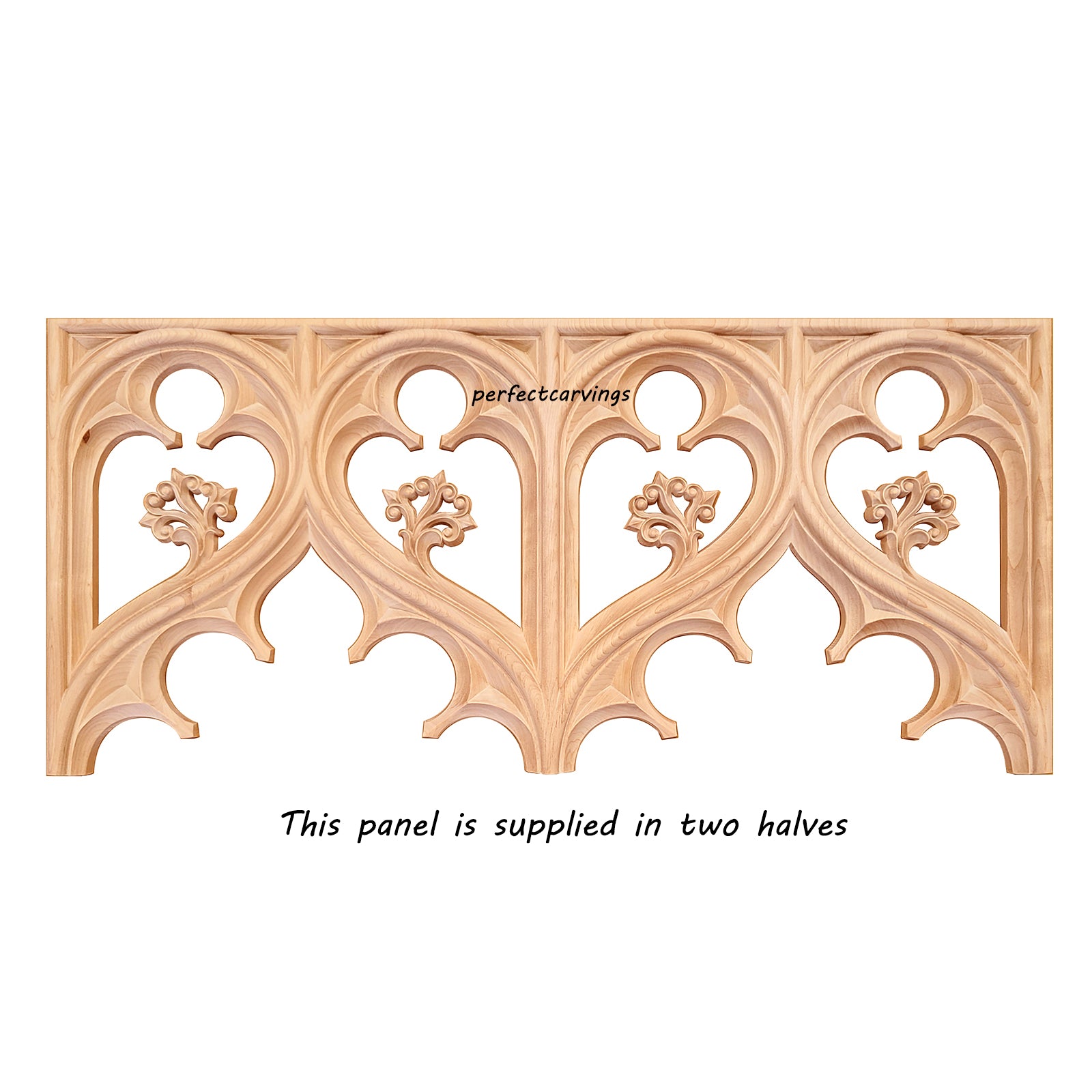 PNL-38 Gothic Scroll Carved Wood Screen Panels, 25-3/4