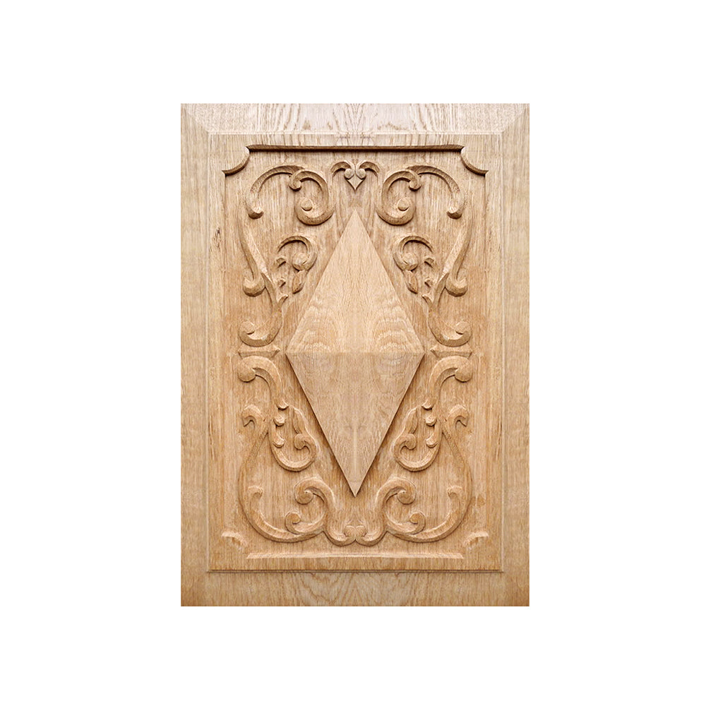 PAIR of PNL-49 Simple Scroll & Diamond Carved Wood Panels, 13-1/2