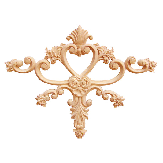 Delicate Scroll Carved Onlay for Wall Panel and Cabinet Door, 14-1/2"Wx11-1/8"H