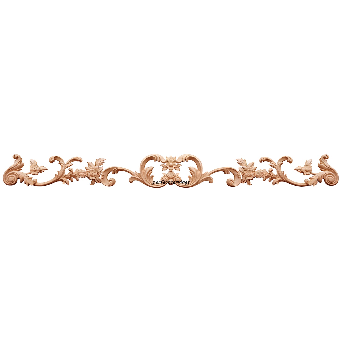 Vivid Floral Vine Carved Wood Applique for Mantel, Door Surround and Stair，42-1/4" Wide