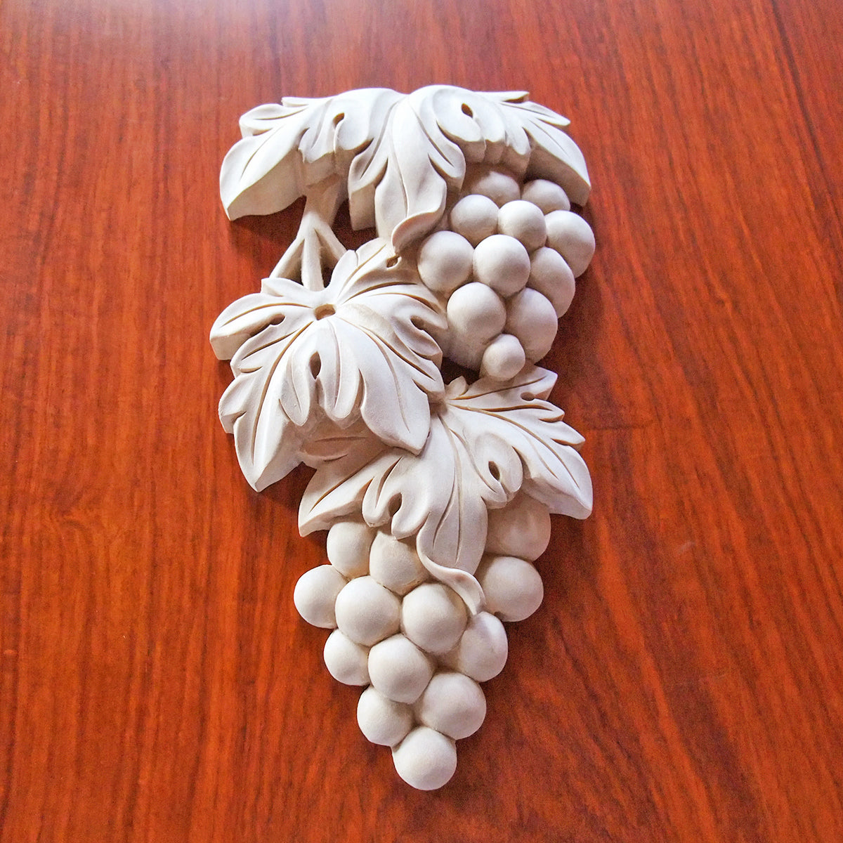PAIR of Artistic Wood Carved Grape Mirror Appliques, 4-1/4