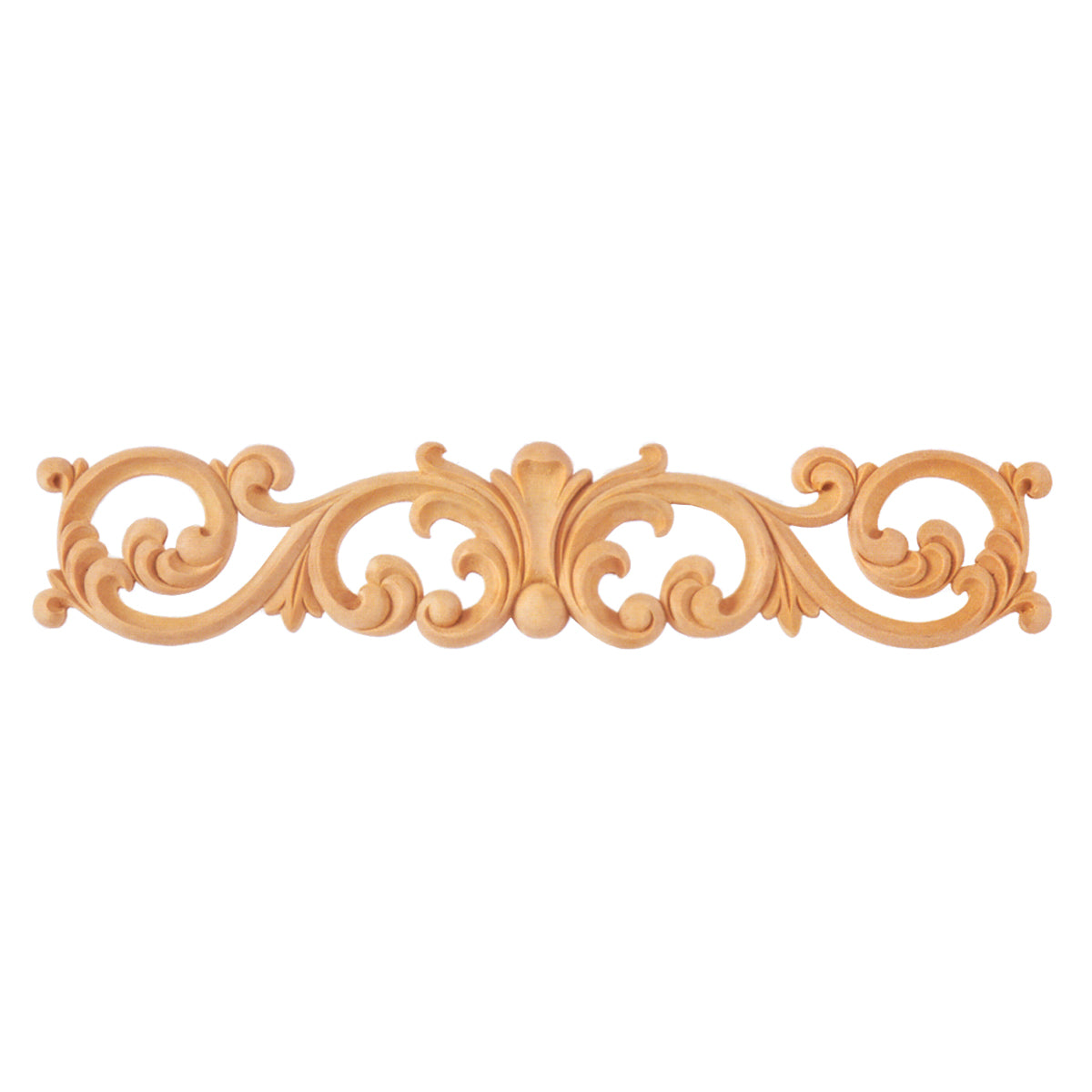 Elegant Wood Carved Leaf Vine Scroll Applique,  16-3/4"Wx3-1/2"H