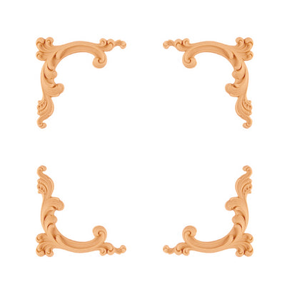 PAIR of Wood Carved Corner Appliques for Panels,  Available in 3" & 4-1/4"