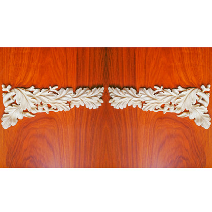 PAIR of Acorn Carved Wood Corner Appliques for Rangehood, 12-5/8"Wx5-1/2"H, Mirror Pair