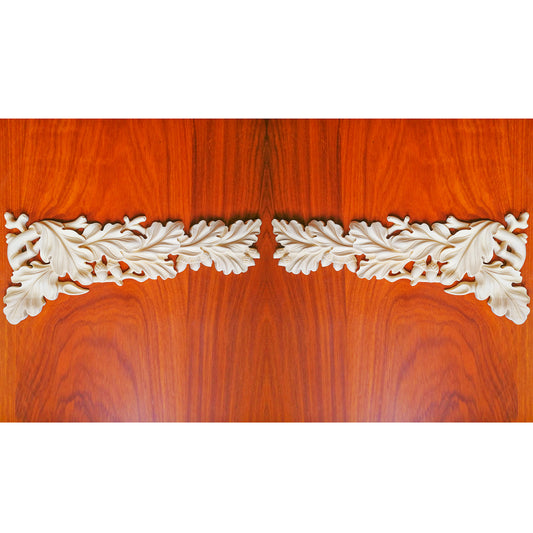 PAIR of Acorn Carved Wood Corner Appliques for Rangehood, 12-5/8"Wx5-1/2"H, Mirror Pair