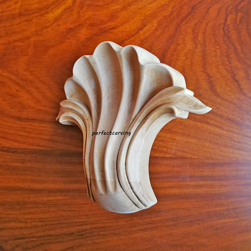 Solid Shell Carved Keystone Onlay Applique,  6-1/4"Wx5-1/2"H, Single
