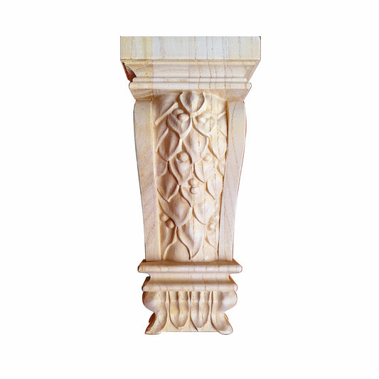 PAIR of Laural Leaf Carved Wood Corbels, Available in 3 sizes