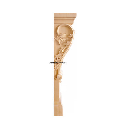 PAIR of ISP-23 Scrolled Acanthus Carved 42"H Fireplace Wood Posts, Island Legs