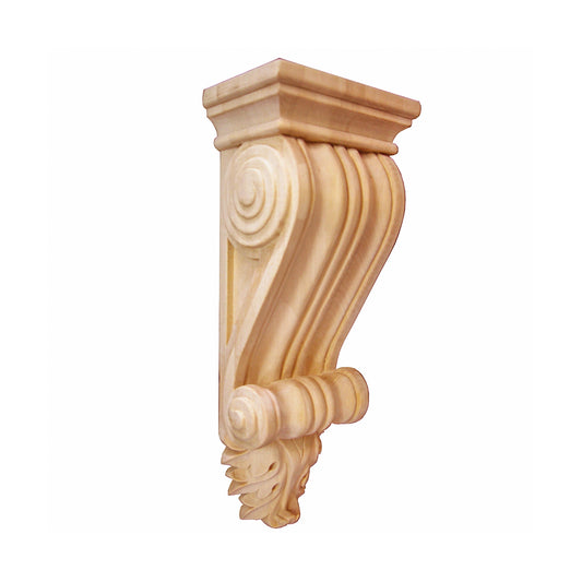 PAIR of Reeded Scroll & Acanthus Carved 11-1/8"H Wood Corbels