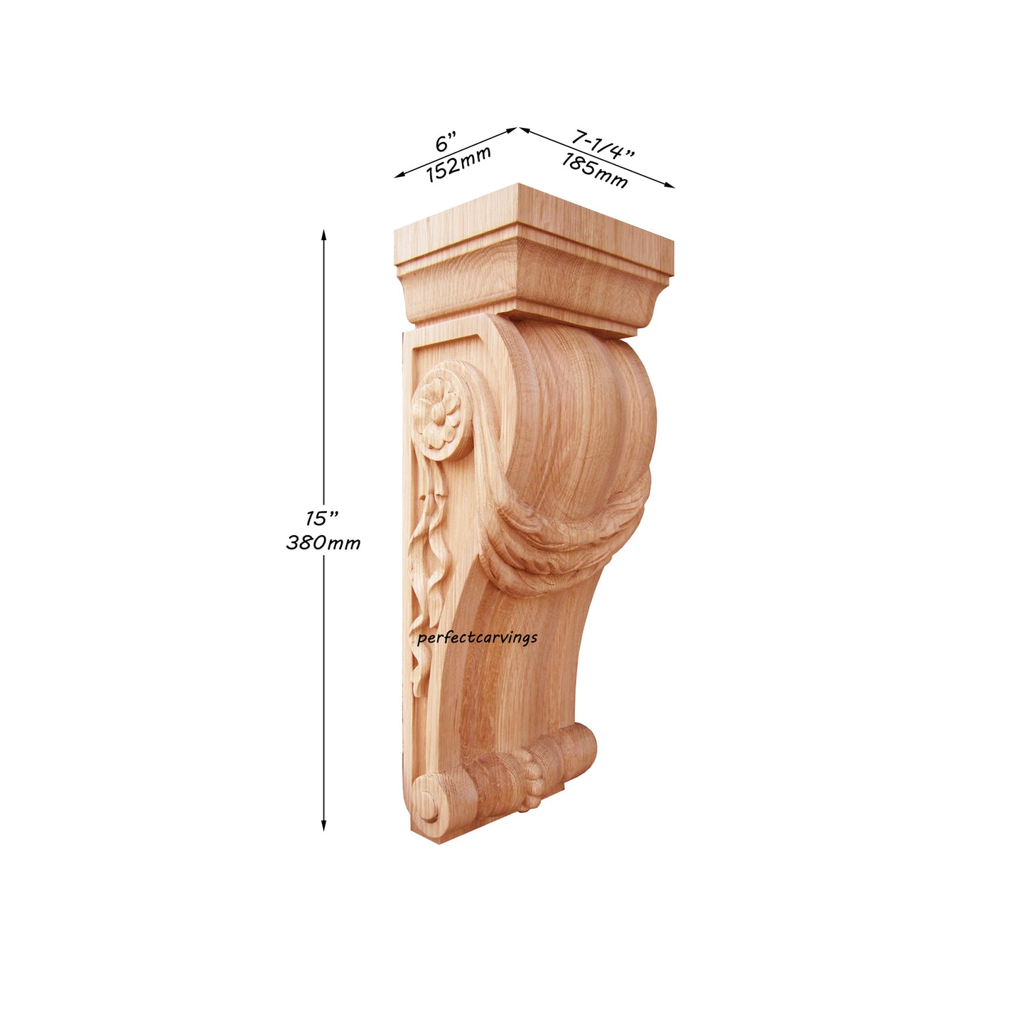 PAIR of Linenfold Carved 15"High Large Wood Corbels, Hollow Back
