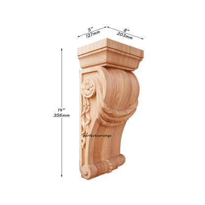 PAIR of Linenfold Carved Large Wood Corbels, Hollow Back, Available in Two Sizes